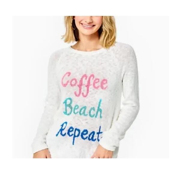 Lilly Pulitzer Coffee Beach Repeat Danette Sweater Resort Beachy Lightweight, S - Picture 1 of 8